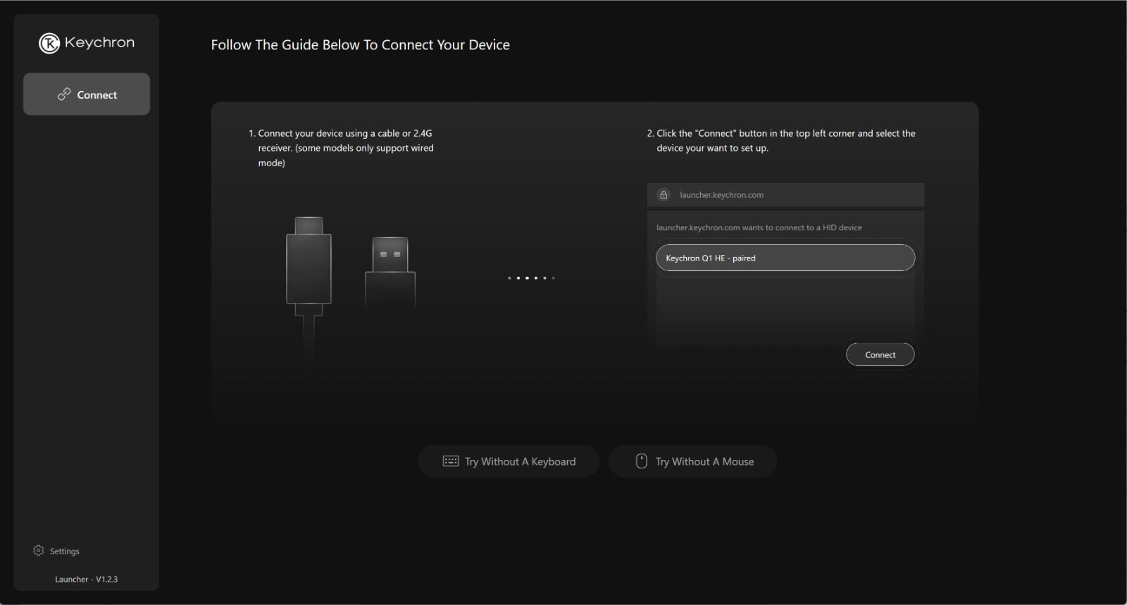 Keychron Launcher web remapping interface